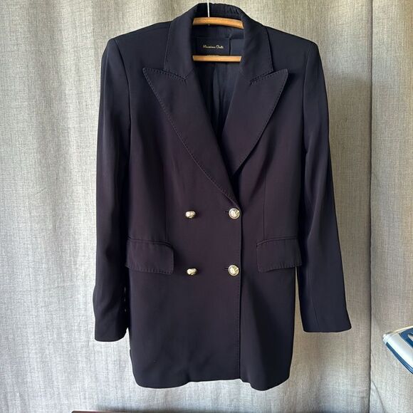 Massimo Dutti double breasted black blazer - sz 6 - Picture 1 of 10